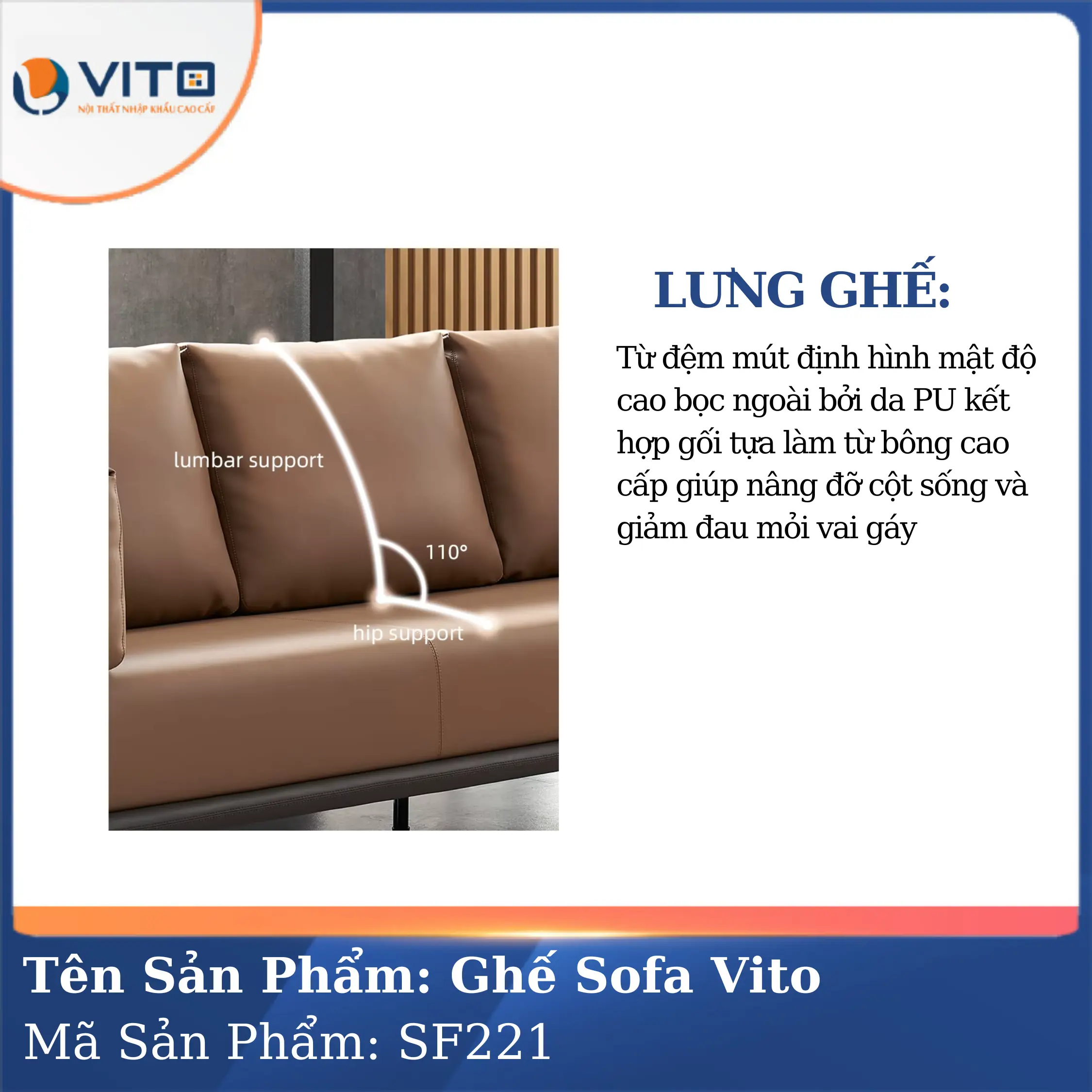 Bộ Ghế Sofa Da Cao Cấp Vito SF221