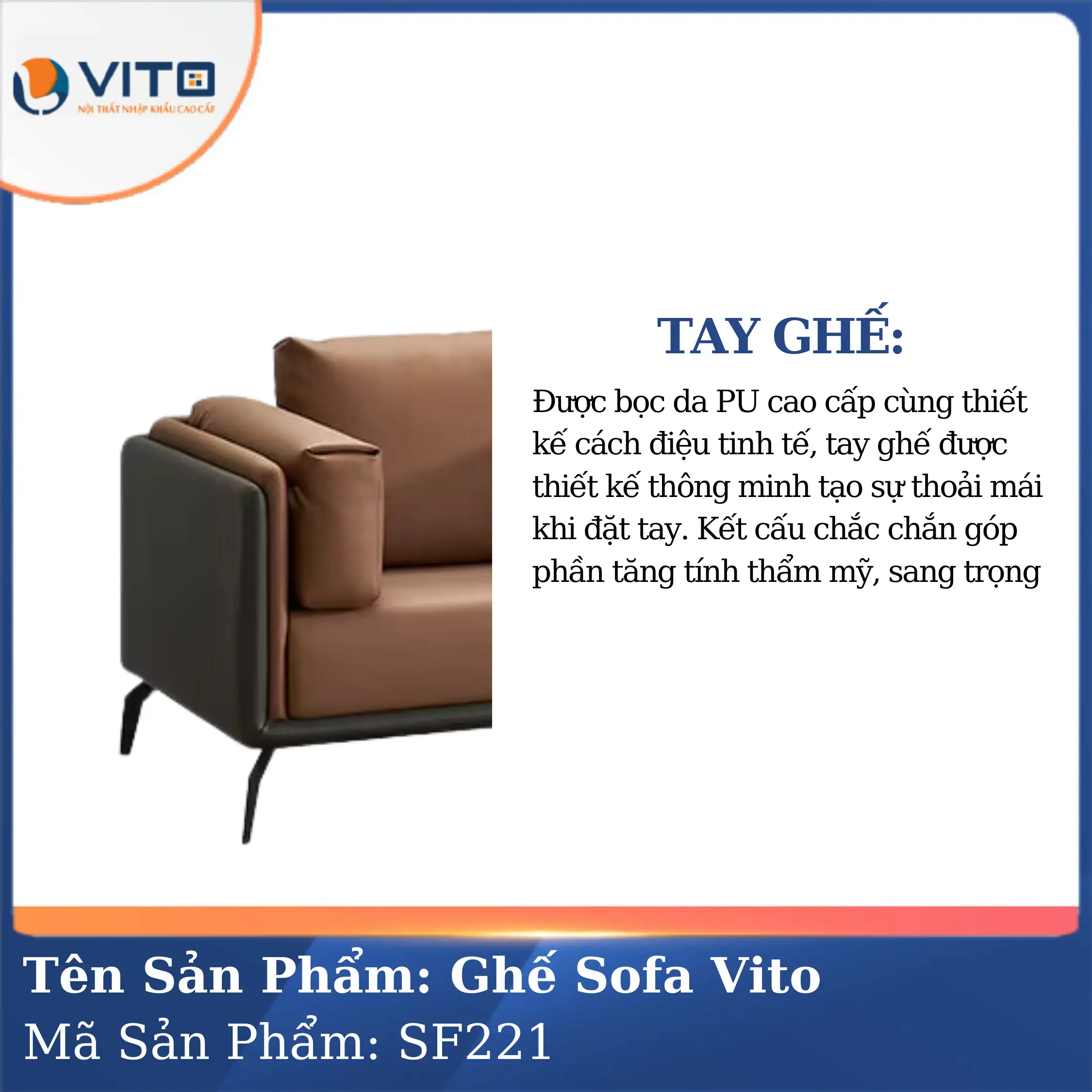 Bộ Ghế Sofa Da Cao Cấp Vito SF221