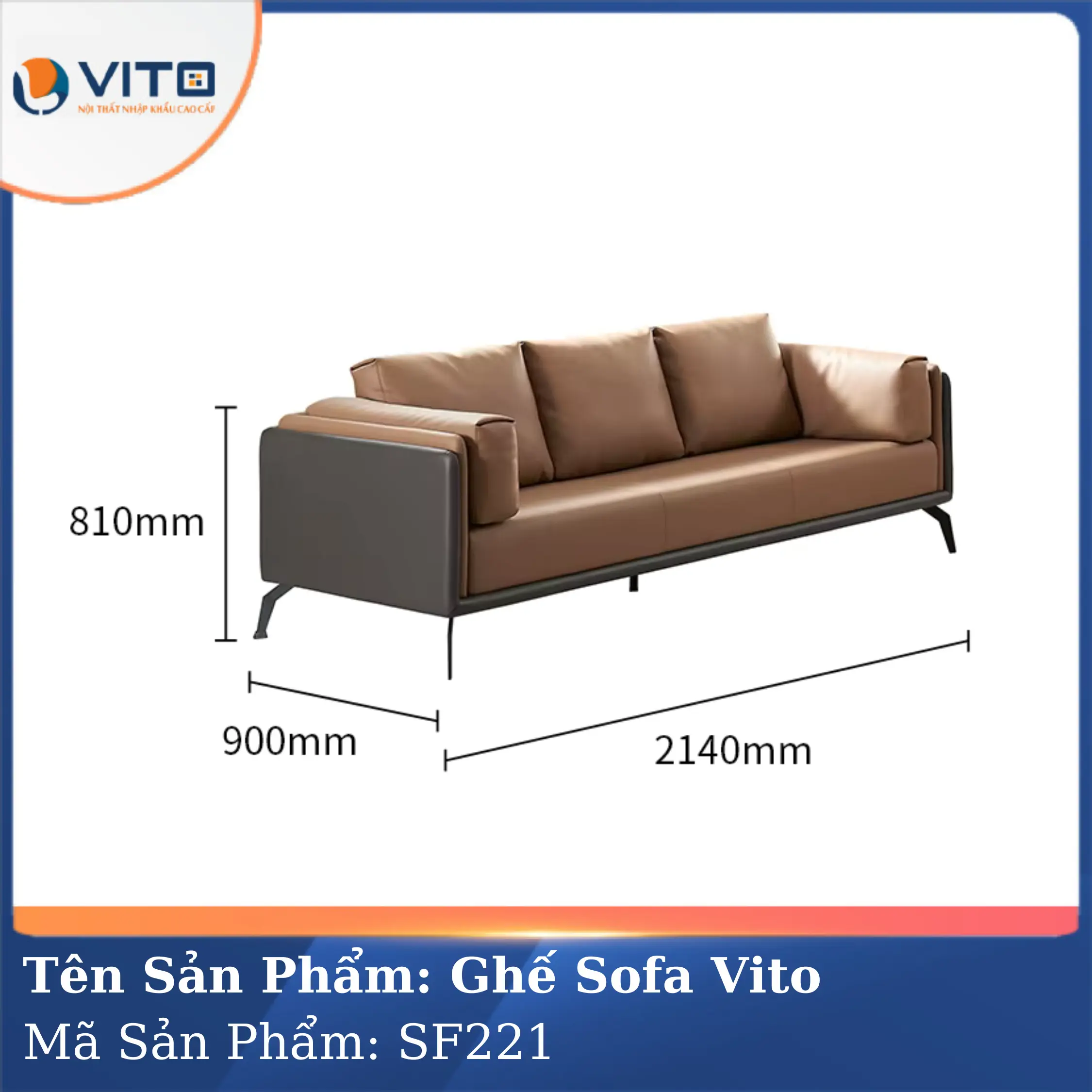 Bộ Ghế Sofa Da Cao Cấp Vito SF221