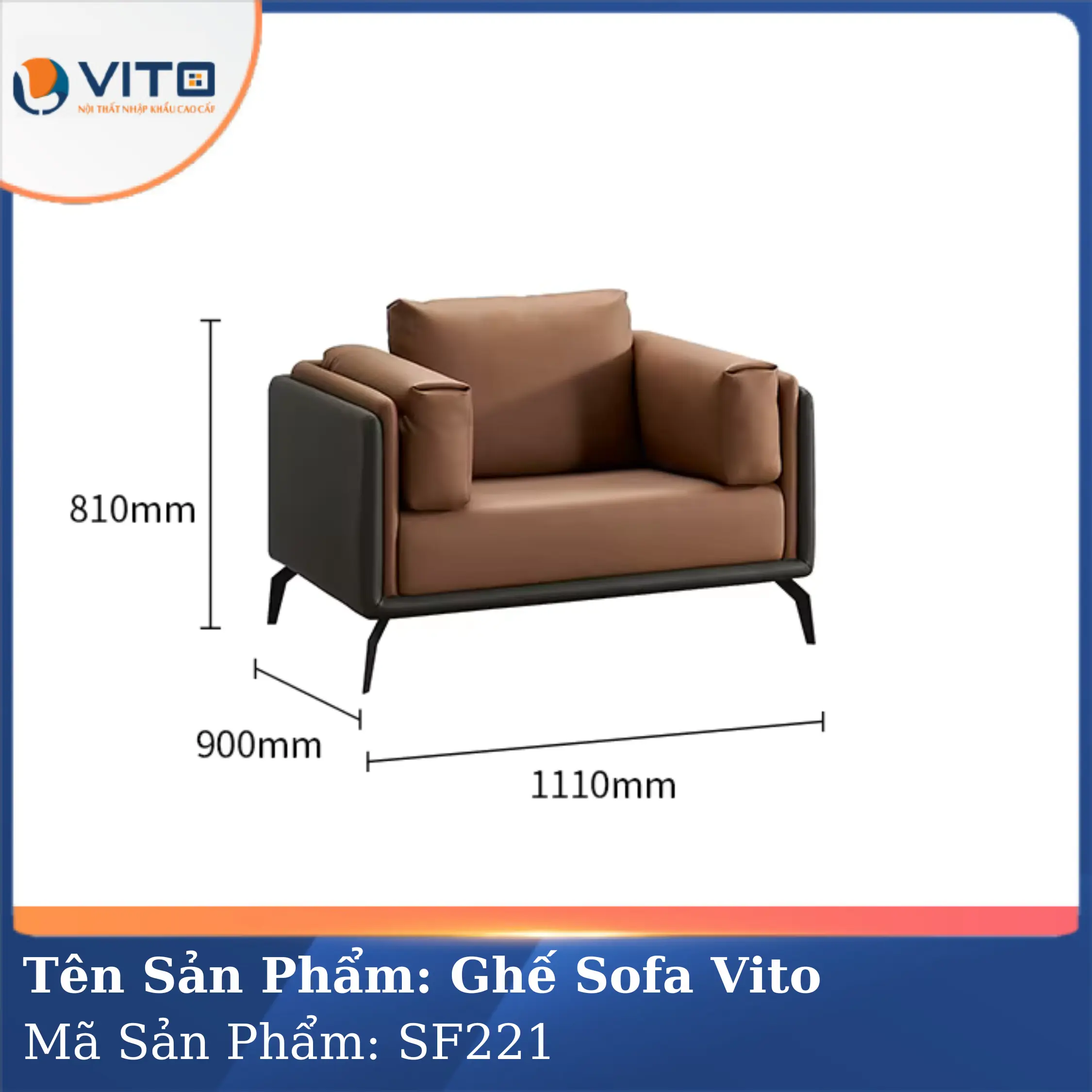 Bộ Ghế Sofa Da Cao Cấp Vito SF221