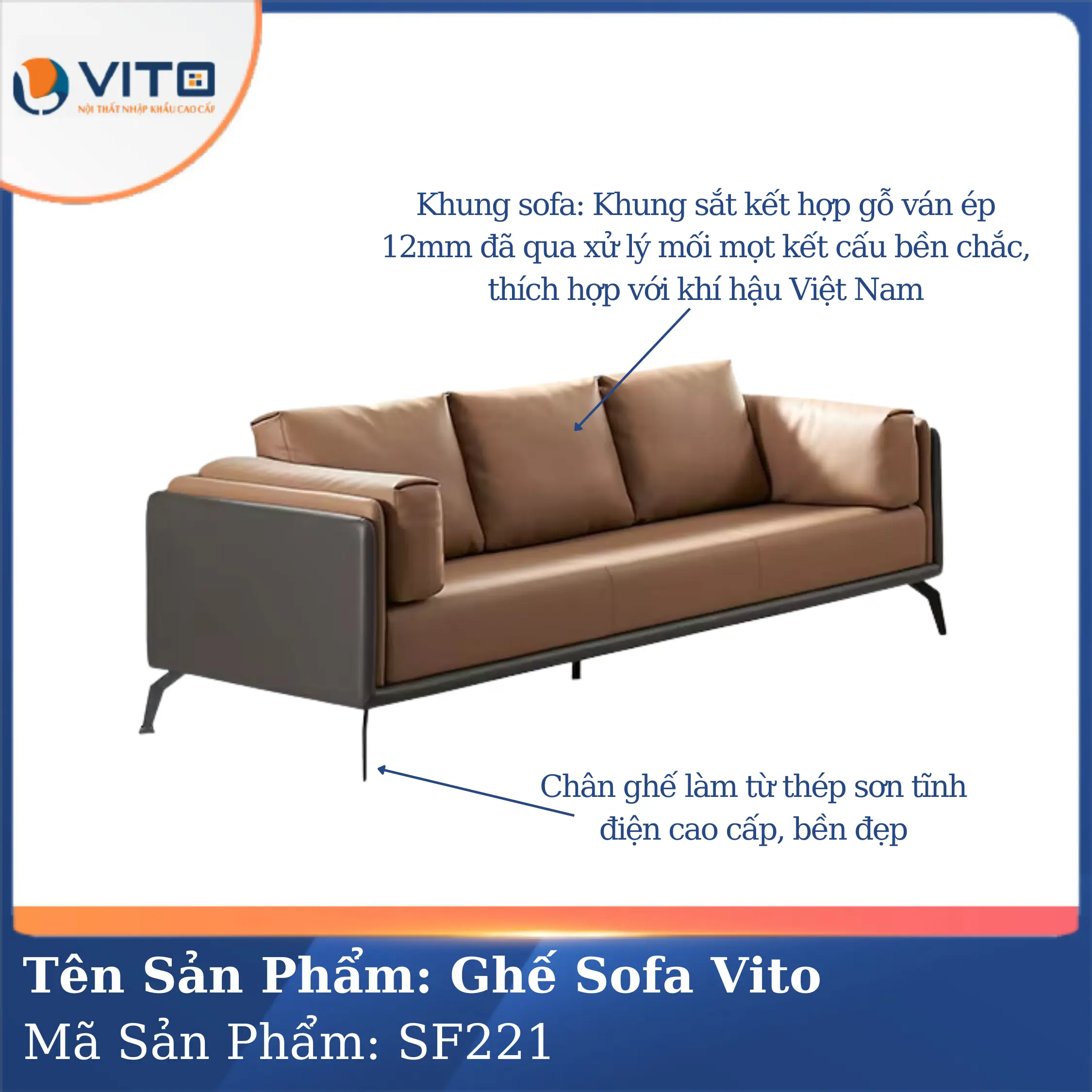 Bộ Ghế Sofa Da Cao Cấp Vito SF221