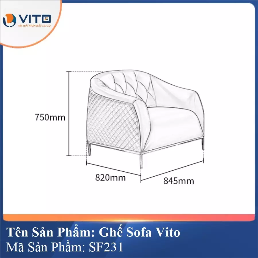 Bộ Ghế Sofa da cao cấp Vito SF231