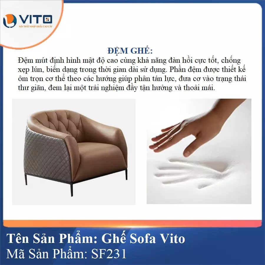 Bộ Ghế Sofa da cao cấp Vito SF231