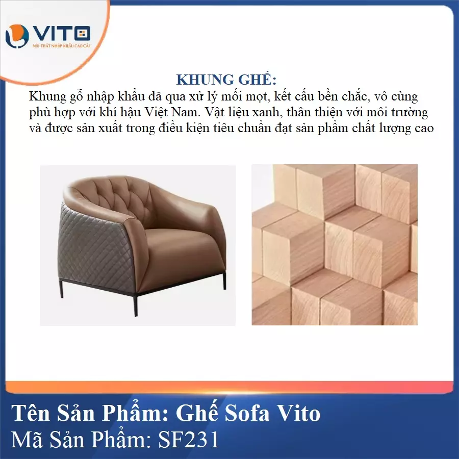 Bộ Ghế Sofa da cao cấp Vito SF231