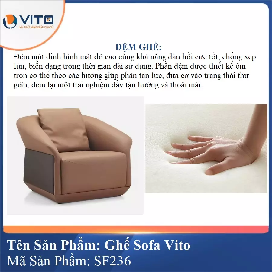 Bộ Ghế Sofa da cao cấp Vito SF236