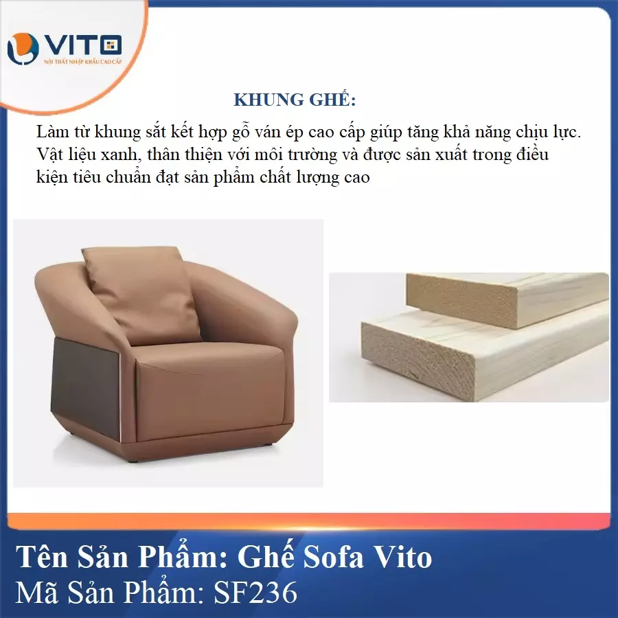 Bộ Ghế Sofa da cao cấp Vito SF236