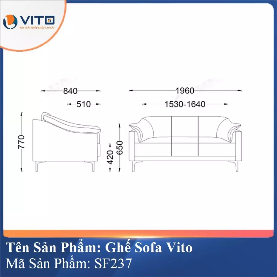 Bộ Ghế Sofa da cao cấp Vito SF237