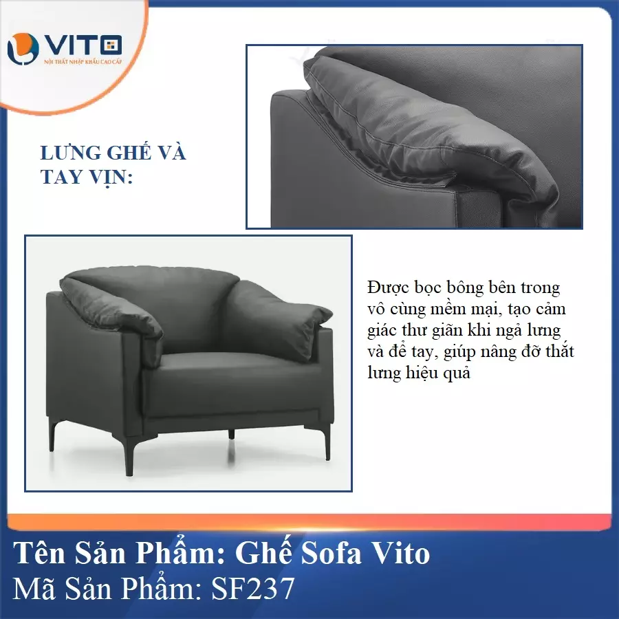 Bộ Ghế Sofa da cao cấp Vito SF237