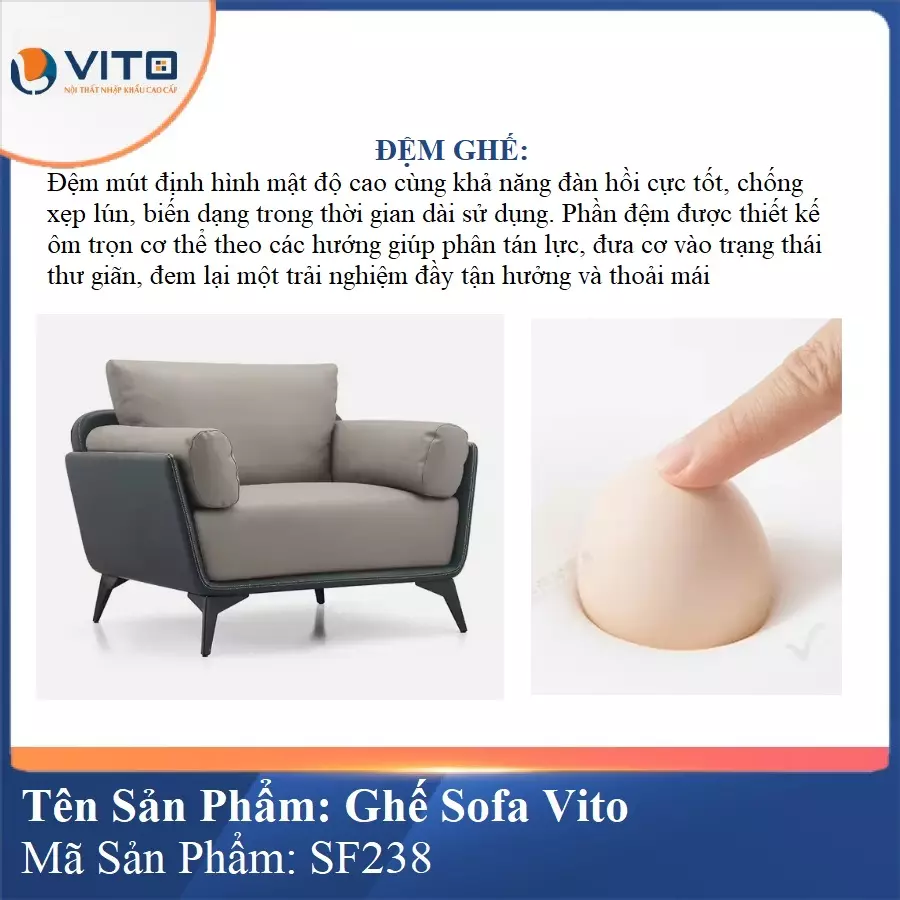 Bộ Ghế Sofa da cao cấp Vito SF238