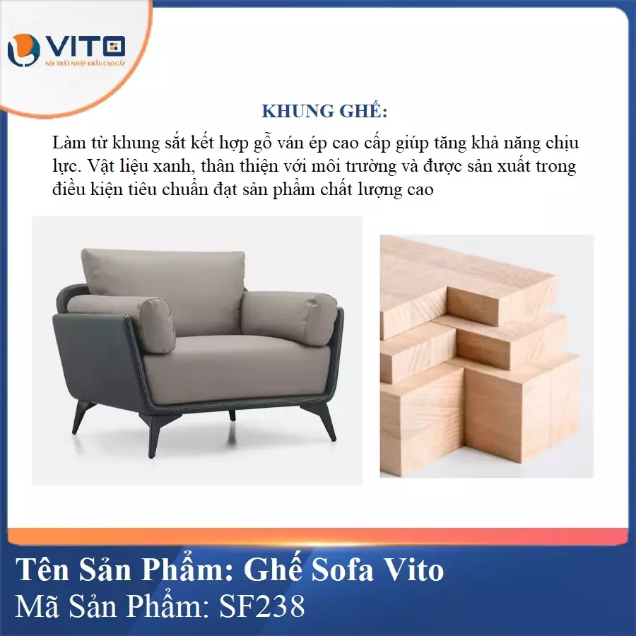 Bộ Ghế Sofa da cao cấp Vito SF238