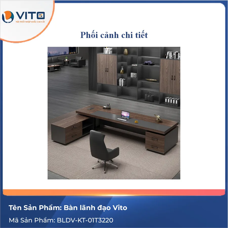 Bàn lãnh đạo Vito 3m2 BLDV-KT-01T3220