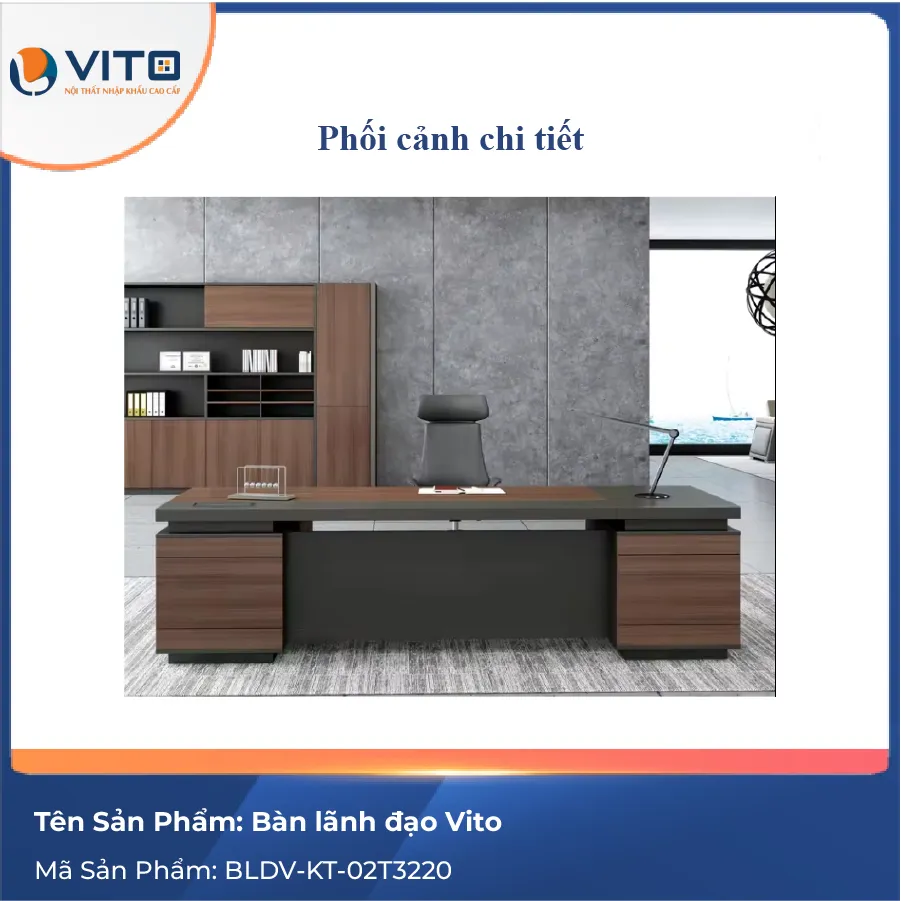 Bàn lãnh đạo Vito 3m2 BLDV-KT-02T3220