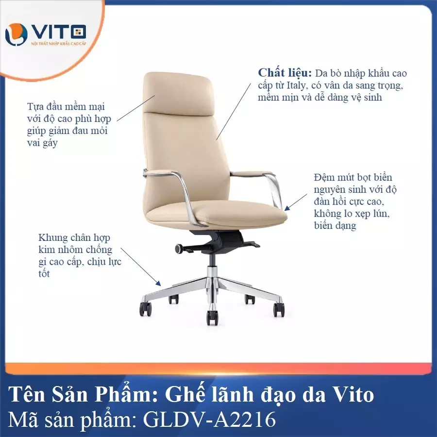 Ghế lãnh đạo da Vito GLDV-A2216