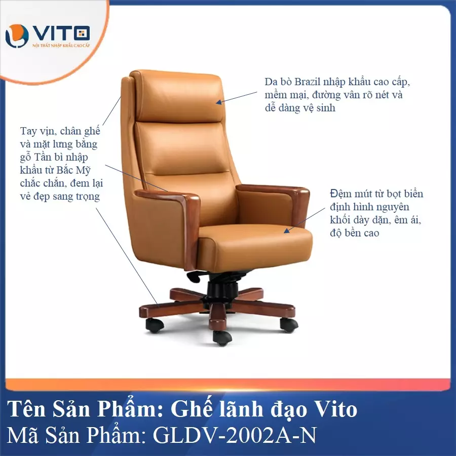 Ghế Lãnh Đạo Da Vito GLDV-2002A-N