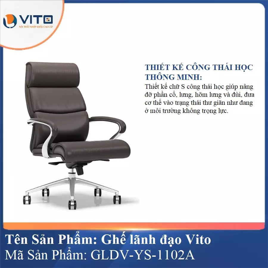 Ghế lãnh đạo da bò Vito GLDV-YS-1102A