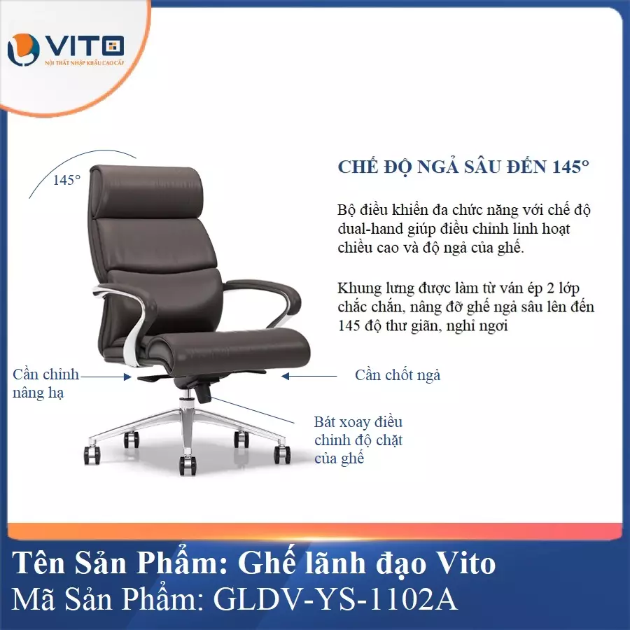 Ghế lãnh đạo da bò Vito GLDV-YS-1102A