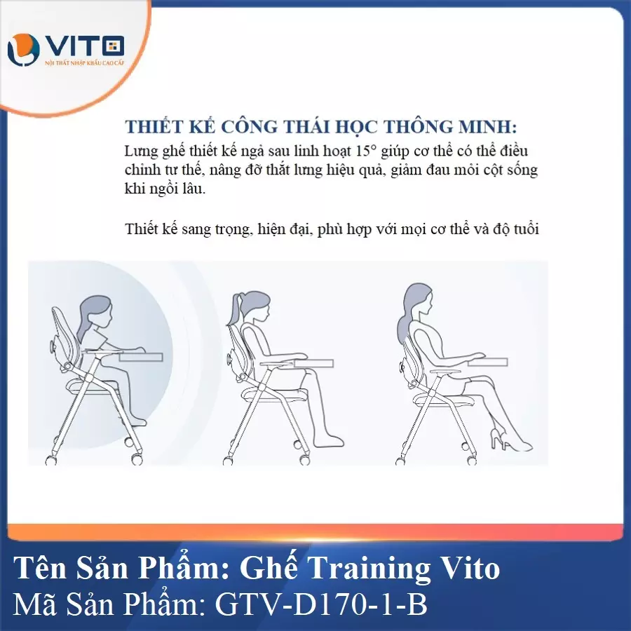 Ghế Đào Tạo Cao Cấp Vito GTV-D170-1-B