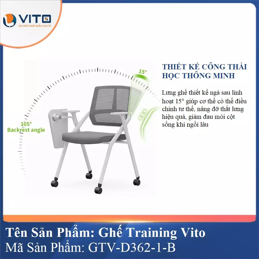 Ghế Đào Tạo Cao Cấp Vito GTV-D362-1-B