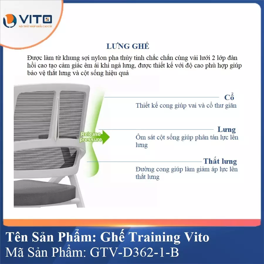 Ghế Đào Tạo Cao Cấp Vito GTV-D362-1-B