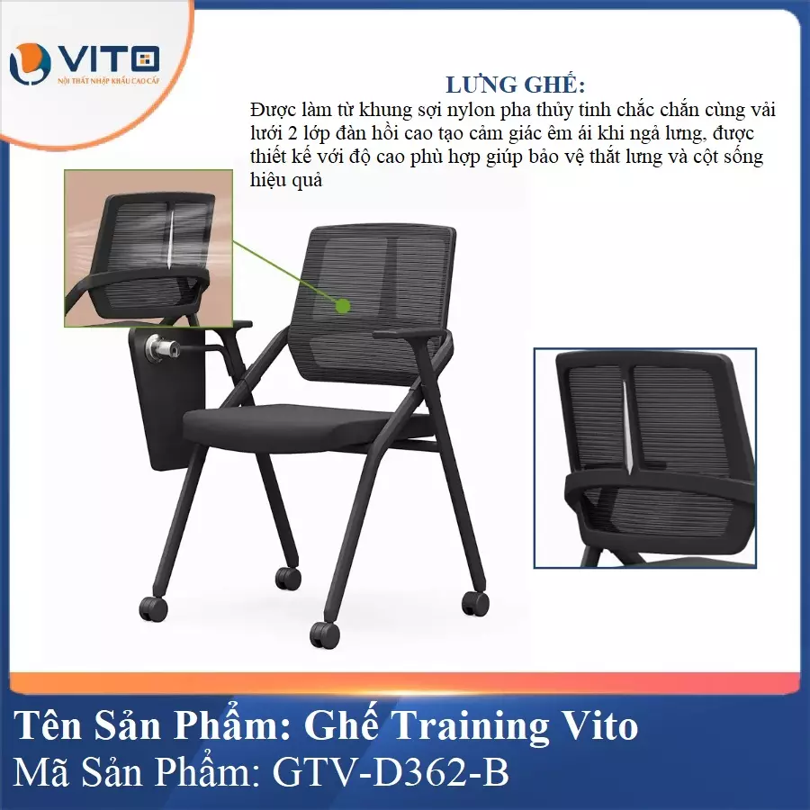 Ghế Đào Tạo Cao Cấp Vito GTV-D362-B