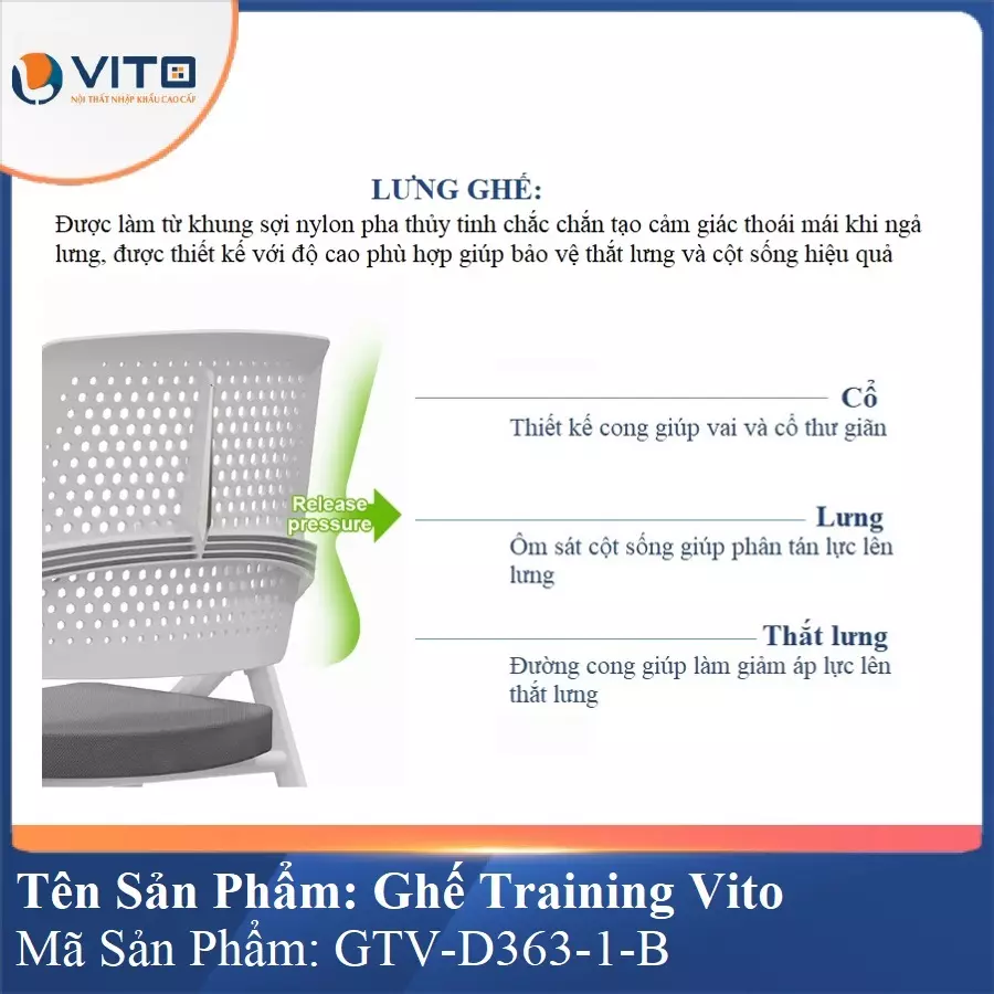 Ghế Đào Tạo Cao Cấp Vito GTV-D363-1-B