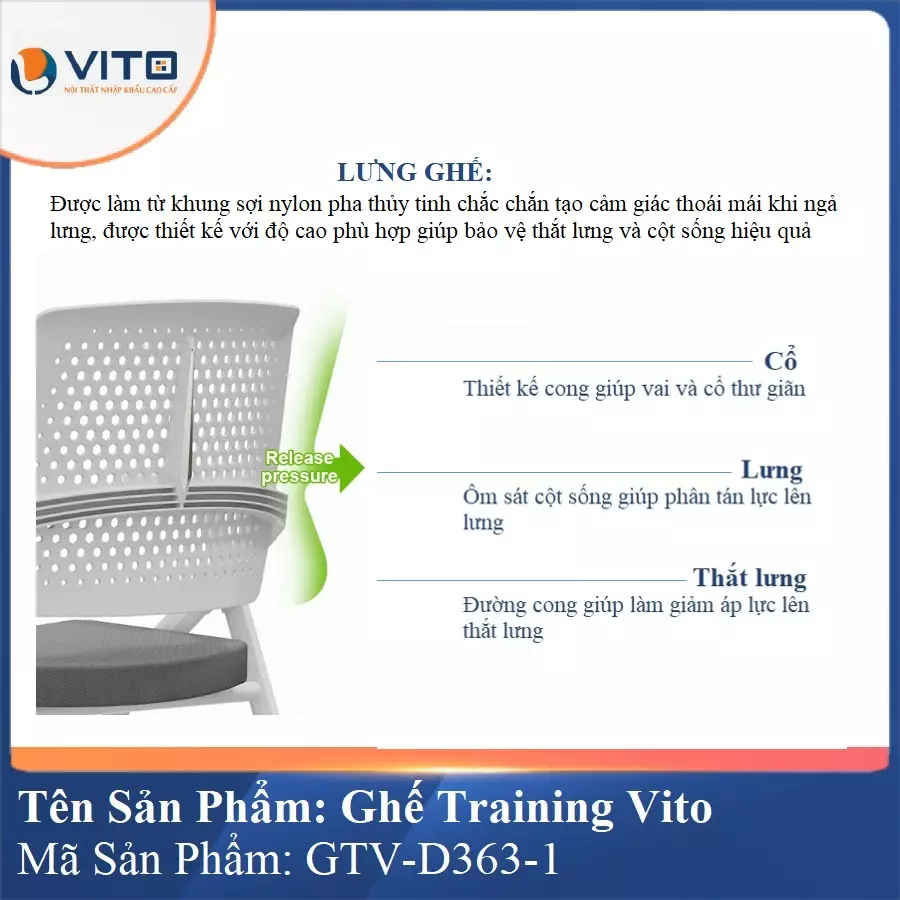 Ghế Đào Tạo Cao Cấp Vito GTV-D363-1