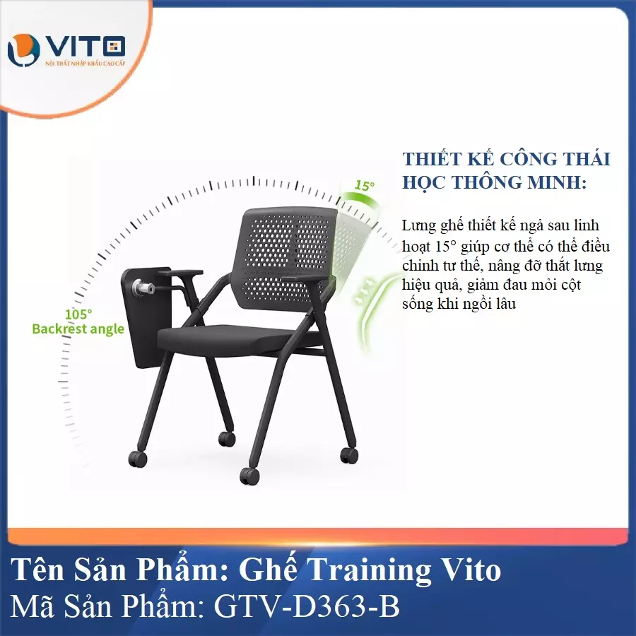 Ghế Đào Tạo Cao Cấp Vito GTV-D363-B