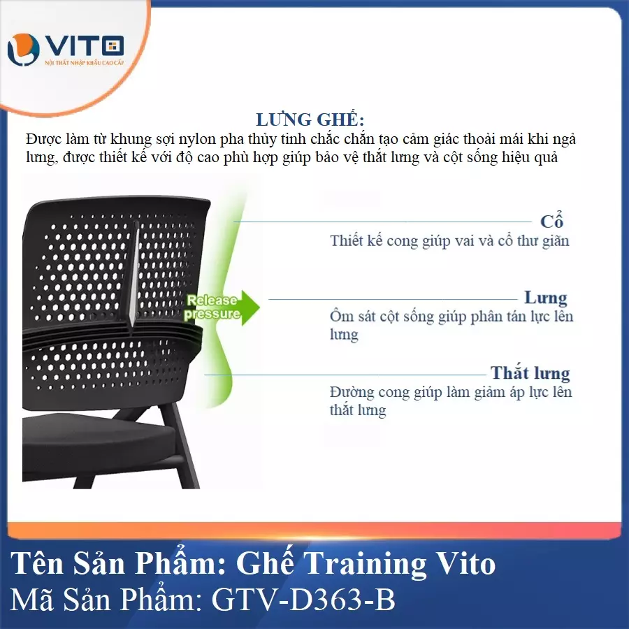 Ghế Đào Tạo Cao Cấp Vito GTV-D363-B