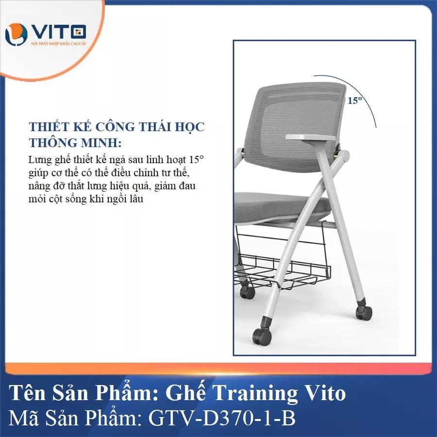 Ghế Đào Tạo Cao Cấp Vito GTV-D370-1-B