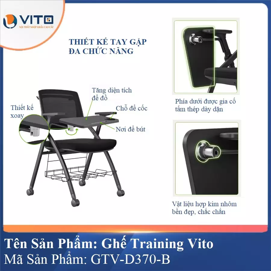 Ghế Đào Tạo Cao Cấp Vito GTV-D370-B