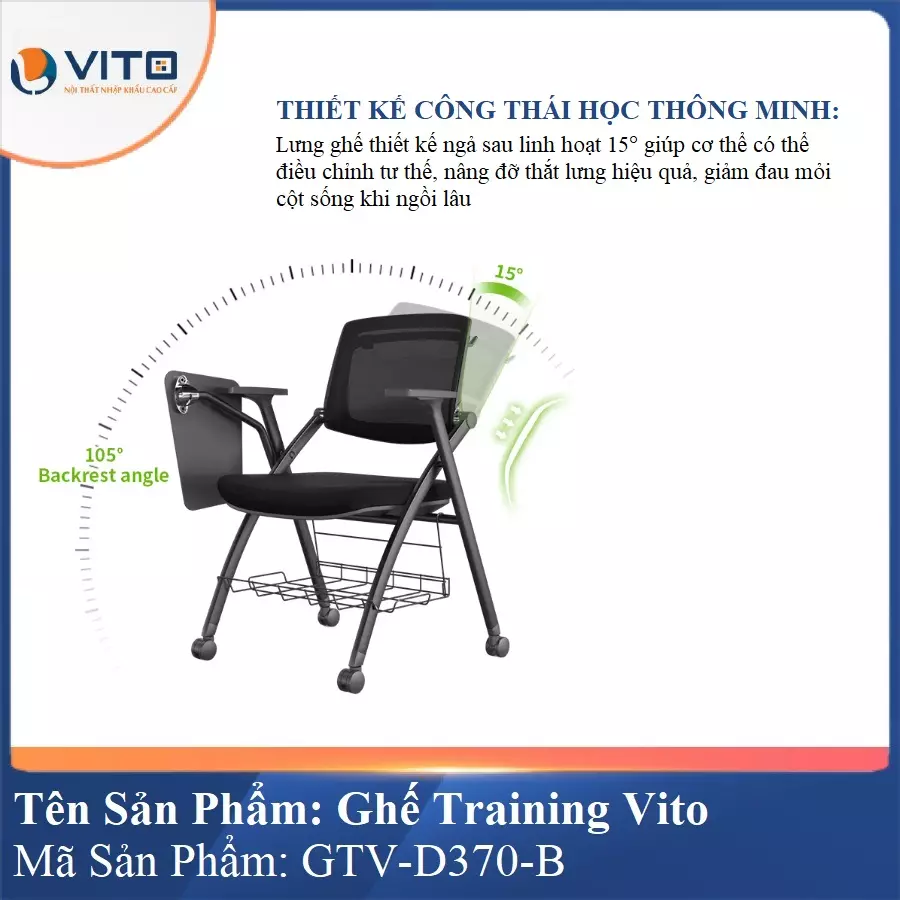 Ghế Đào Tạo Cao Cấp Vito GTV-D370-B