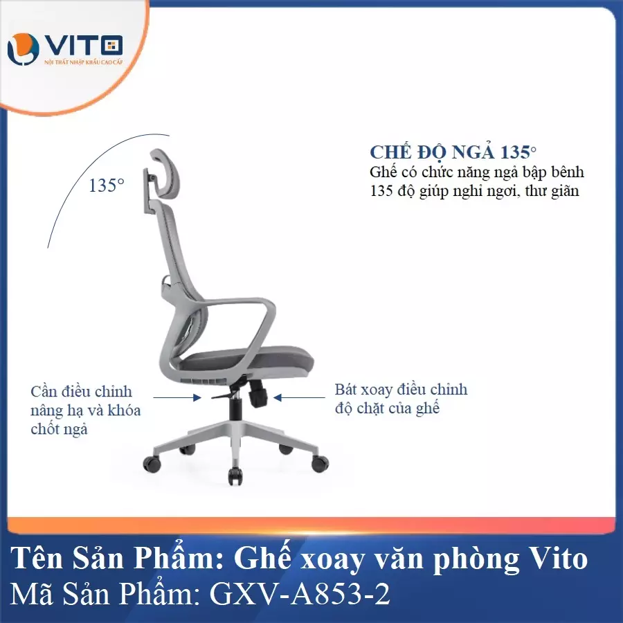 Ghế Xoay Văn Phòng Vito GXV-A853-2