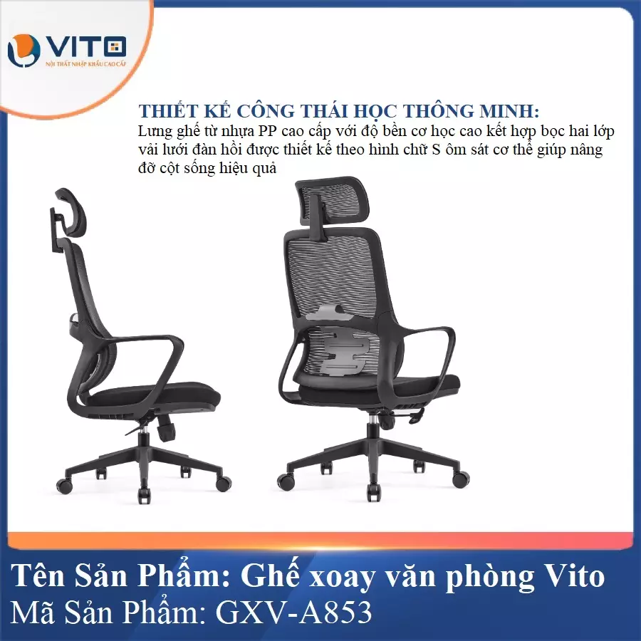 Ghế Xoay Văn Phòng Vito GXV-A853