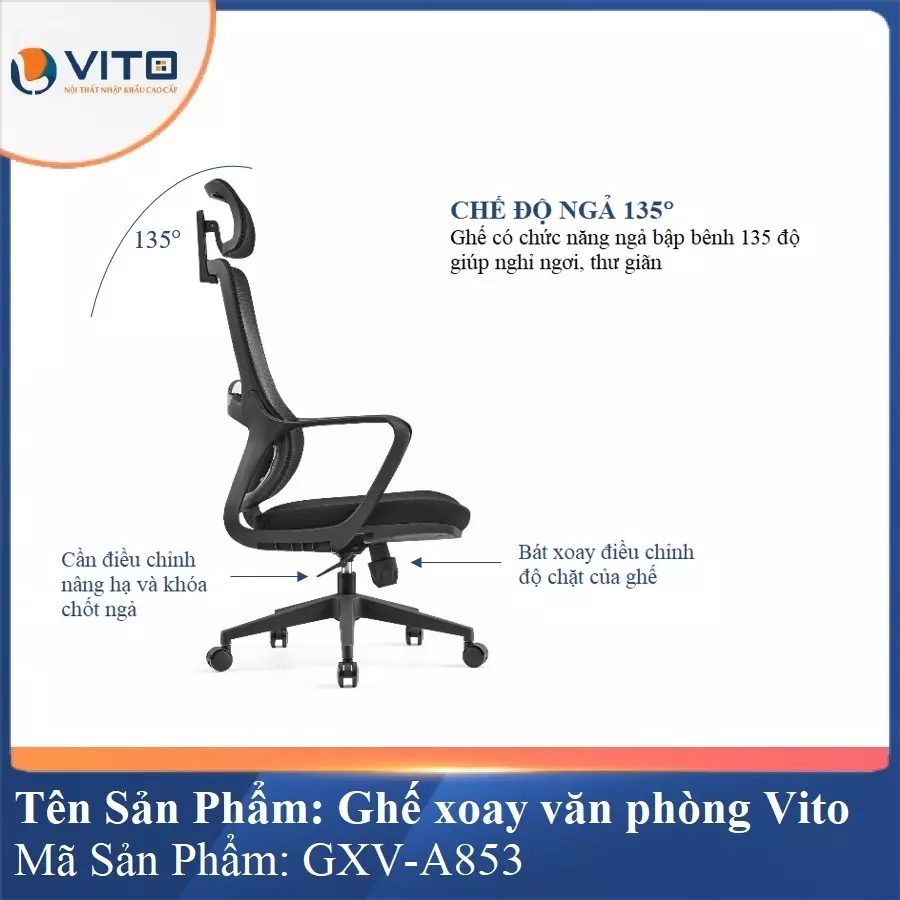 Ghế Xoay Văn Phòng Vito GXV-A853