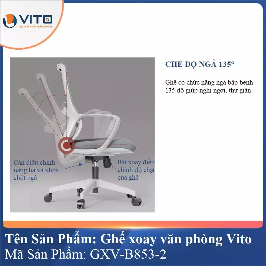 Ghế Xoay Văn Phòng Vito GXV-B853-2