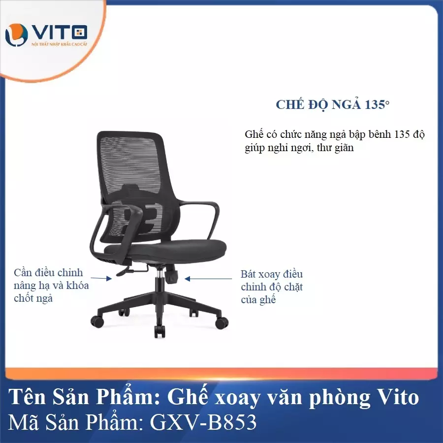 Ghế Xoay Văn Phòng Vito GXV-B853