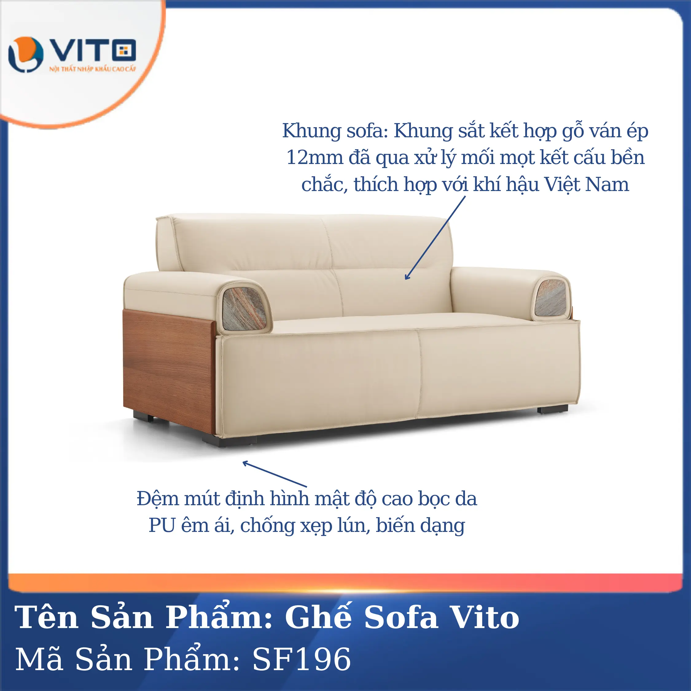 Bộ Ghế Sofa da cao cấp Vito SF196