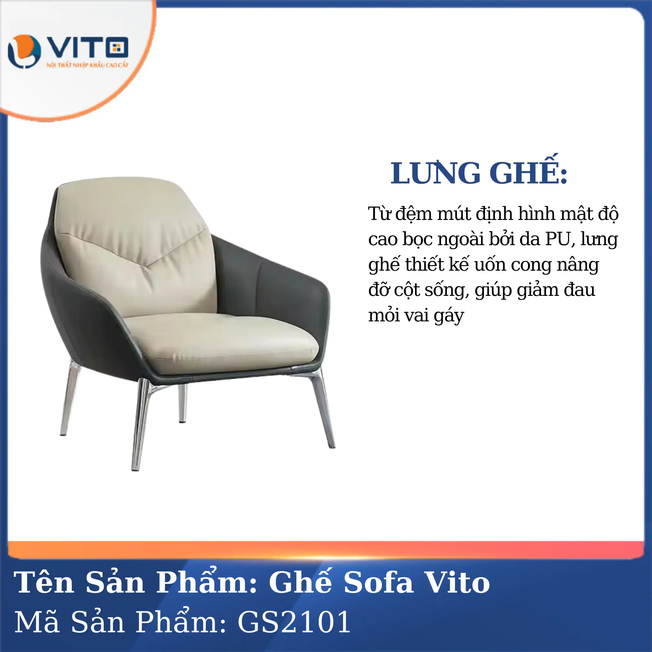 Bộ Ghế Sofa da cao cấp Vito GS2101