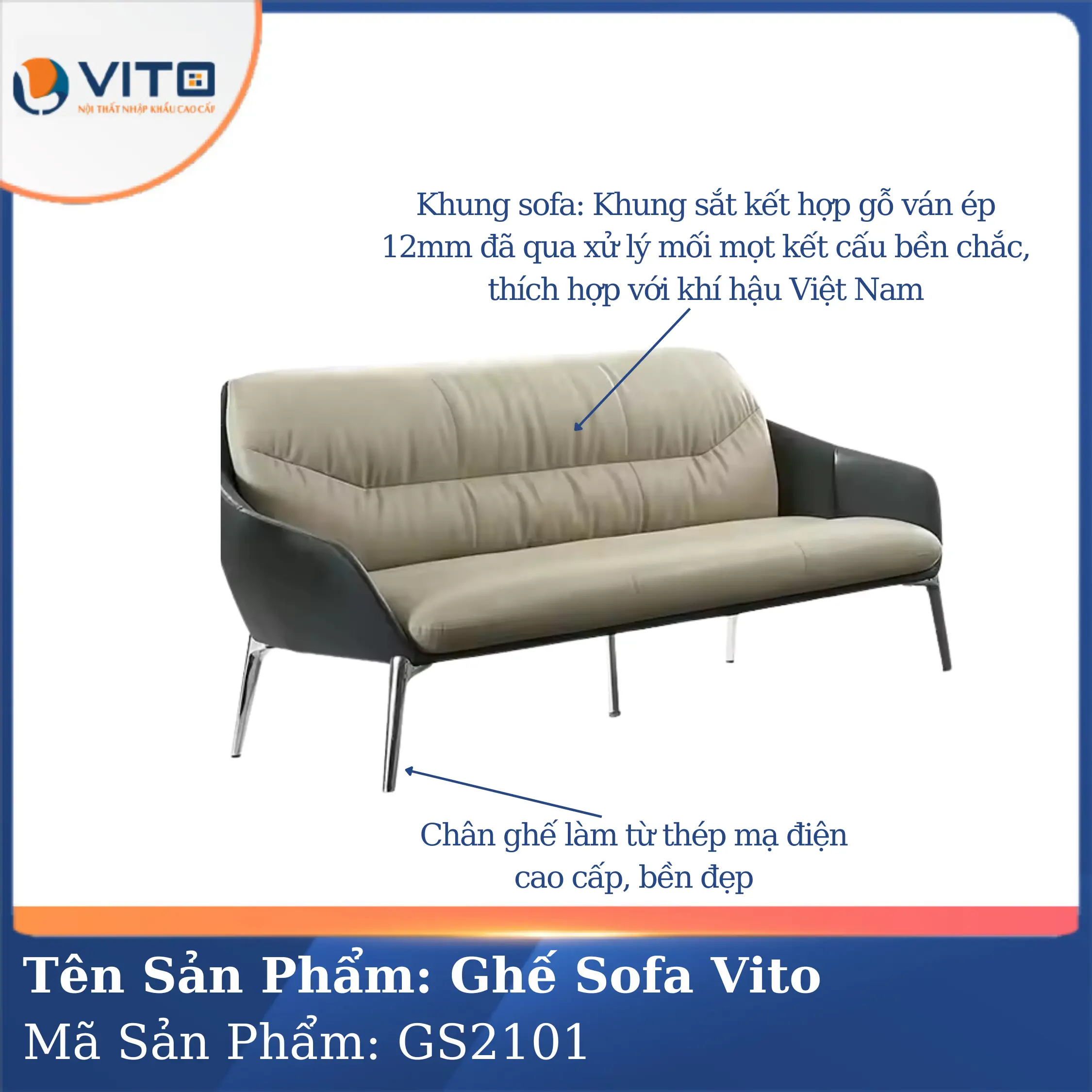 Bộ Ghế Sofa da cao cấp Vito GS2101