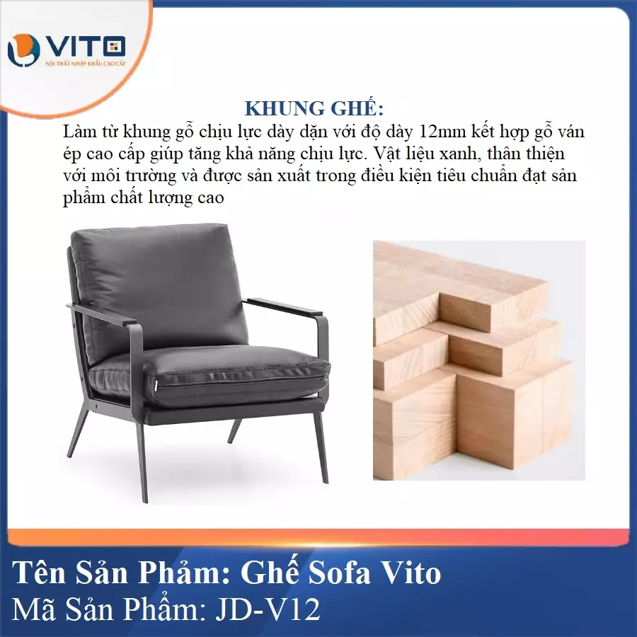 Ghế Sofa da cao cấp Vito JD-V12