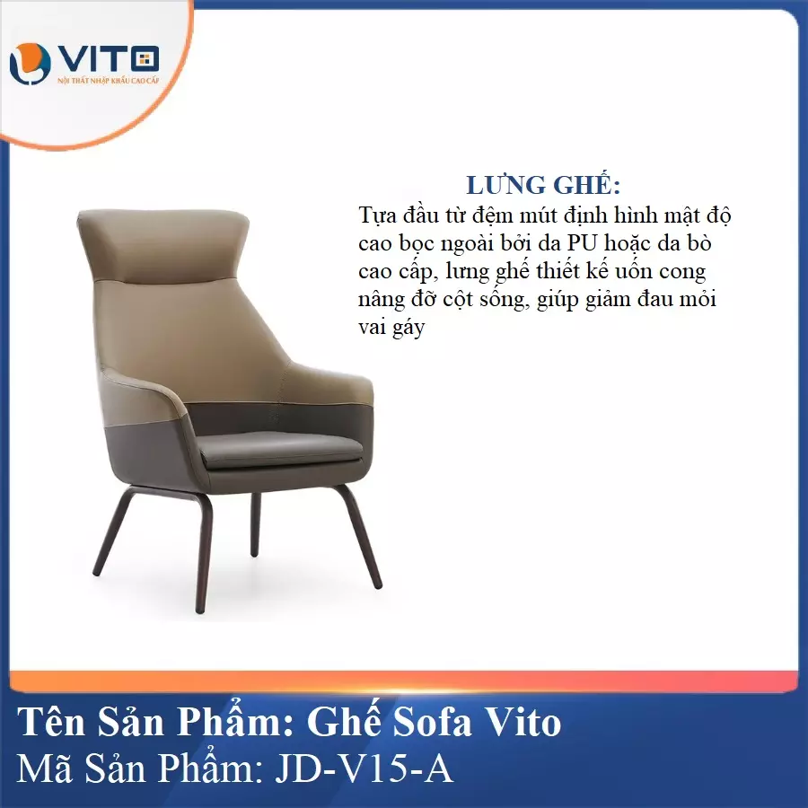 Ghế Sofa da cao cấp Vito JD-V15-A