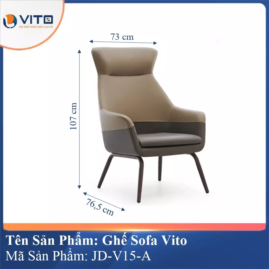 Ghế Sofa da cao cấp Vito JD-V15-A