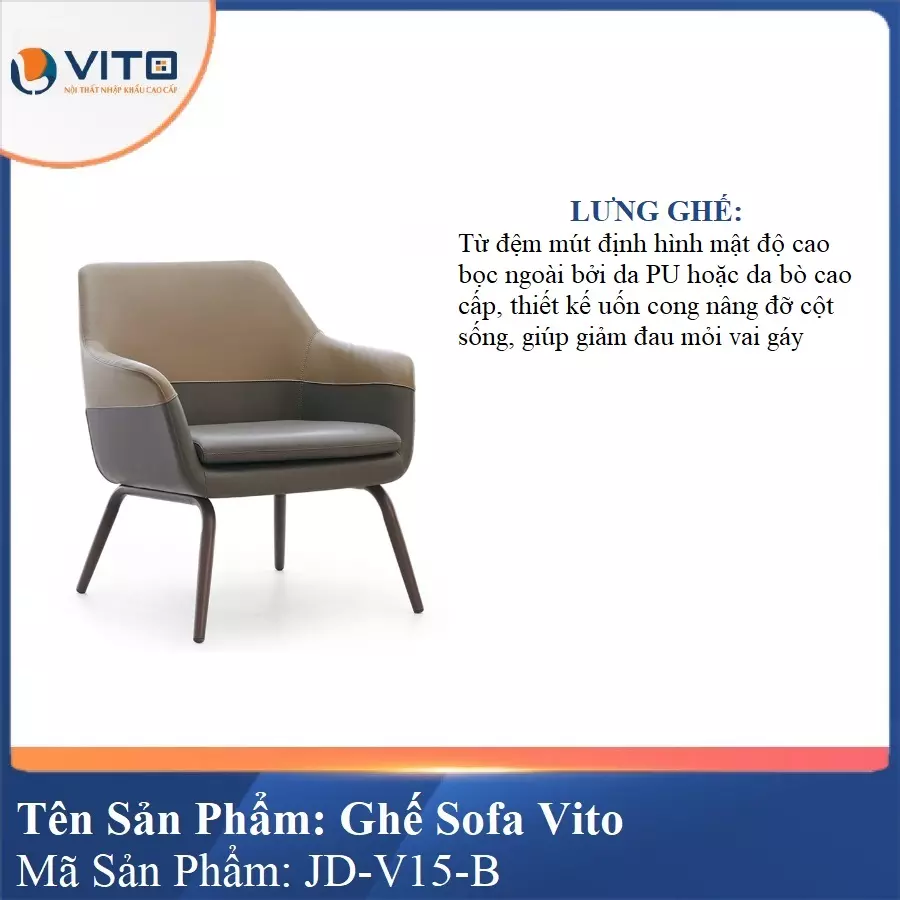 Ghế Sofa da cao cấp Vito JD-V15-B