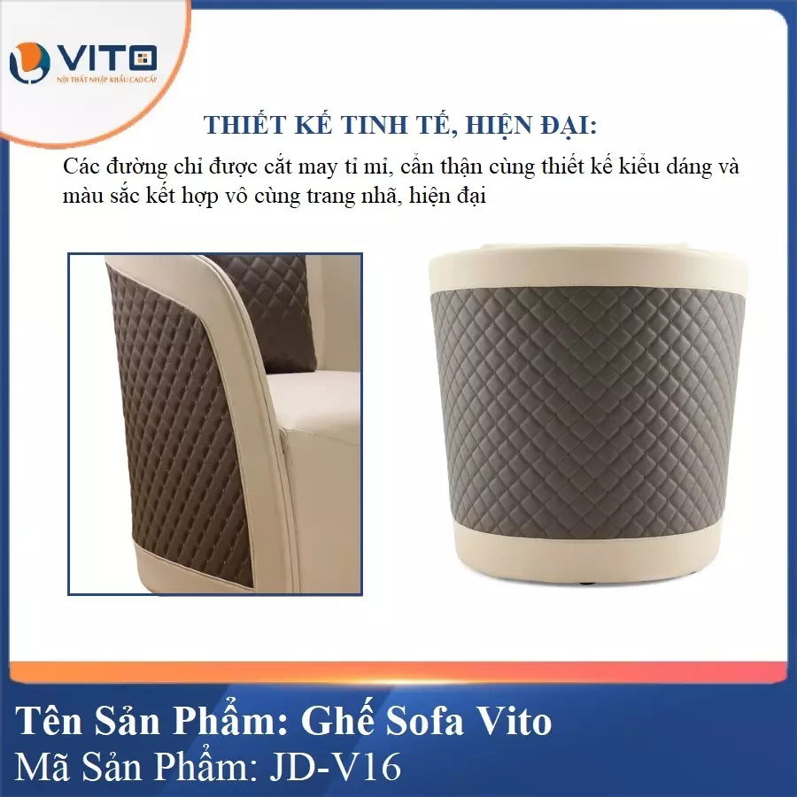 Ghế Sofa da cao cấp Vito JD-V16