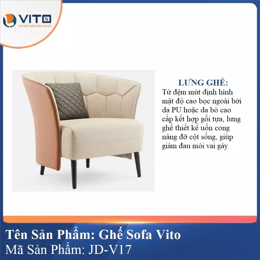 Ghế Sofa da cao cấp Vito JD-V17