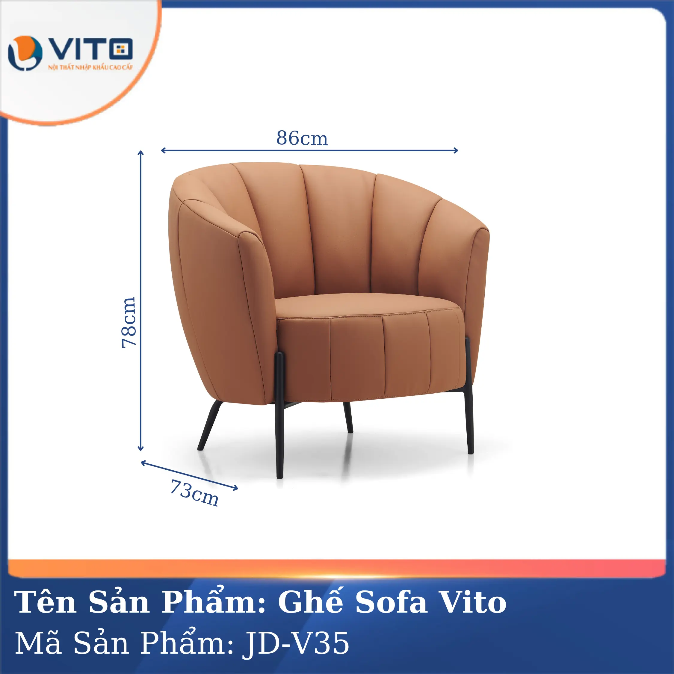 Ghế Sofa da cao cấp Vito JD-V35