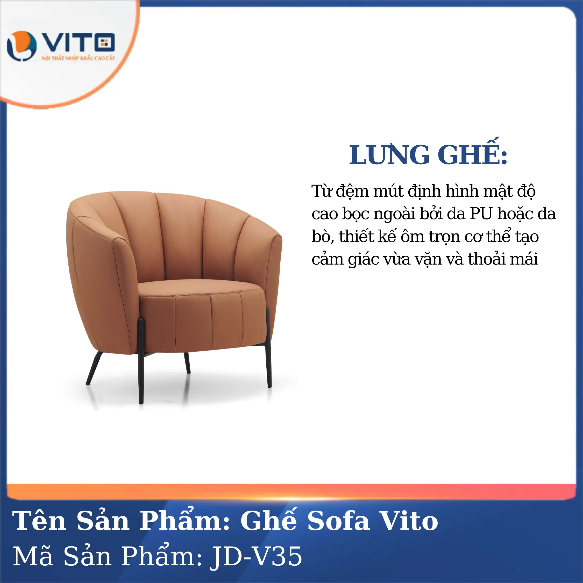 Ghế Sofa da cao cấp Vito JD-V35