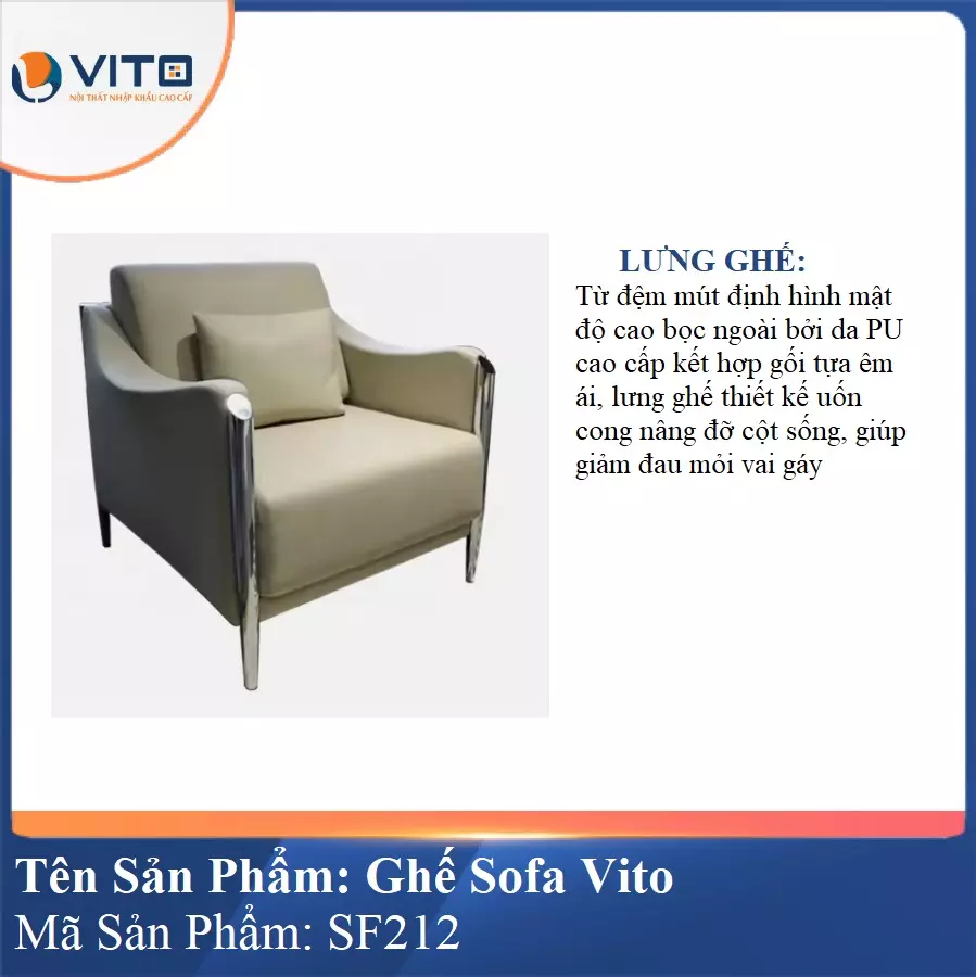 Bộ Ghế Sofa da cao cấp Vito SF212