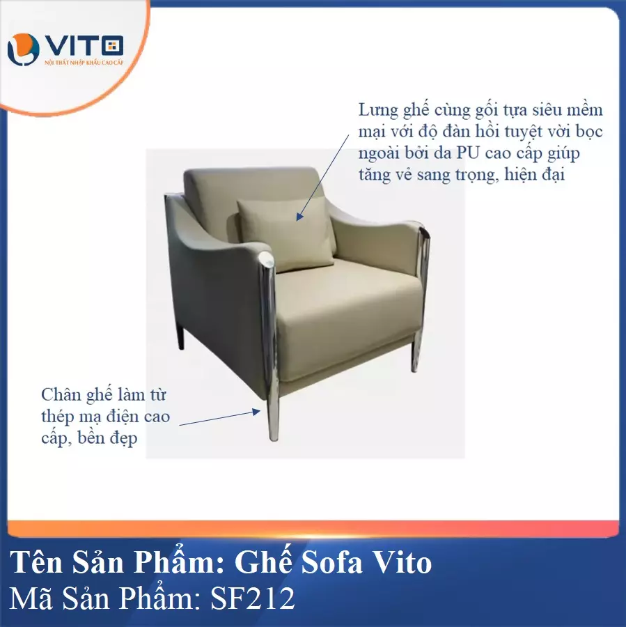 Bộ Ghế Sofa da cao cấp Vito SF212