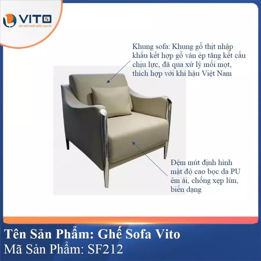 Bộ Ghế Sofa da cao cấp Vito SF212